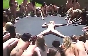 Girls squirt fest on trampoline