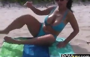 Wife flashing at the beach pov