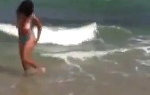 Wife flashing at the beach pov