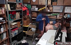 Officer fucks two brunette shoplifters 