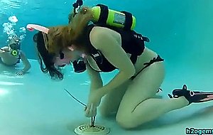 Scuba girl trapped in a pool 