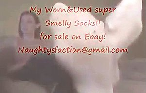 Worn and used smelly white socks 