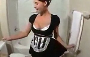 Maid sucks and fucks in bathroom