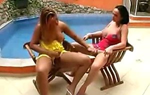 Transexual sex poolside