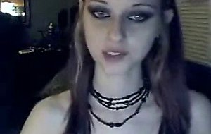 Goth teen with vibrator on webcam