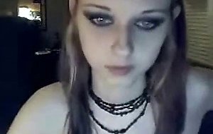 Goth teen with vibrator on webcam