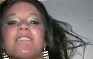 Slutty girls take cumshots to the face