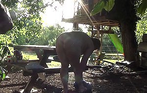 HELENE on the table in the garden