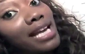 Black ebony beauty sucking on intense white cock