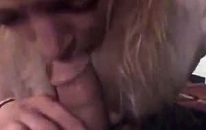 Older blonde crack whore sucks dick